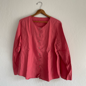 Linen Button up Lagenlook Blouse size Large